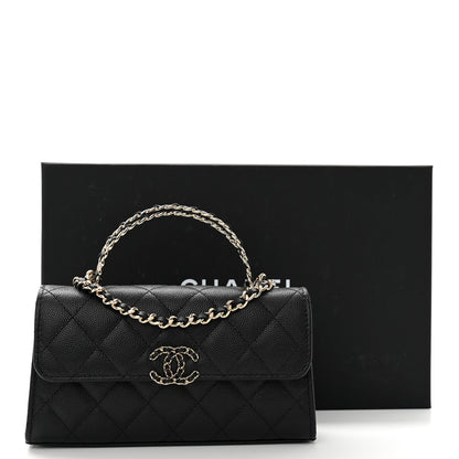 Chanel Caviar Quilted Chain Match Top Handle Phone Holder With Chain Black 11 of 11