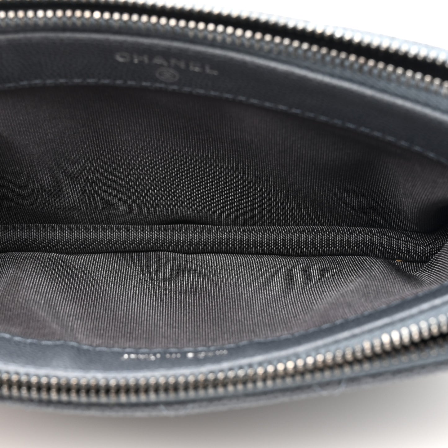 Caviar Quilted Small Clutch With Chain Grey