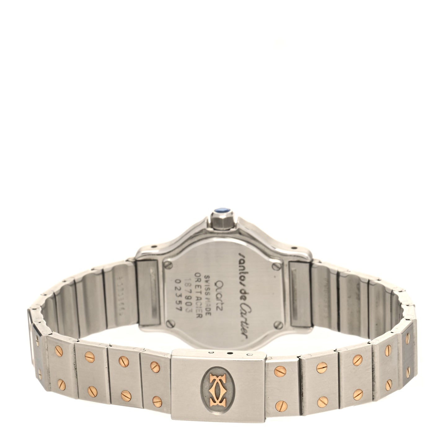 Stainless Steel 18K Yellow Gold 25mm Santos Octagon Quartz Watch