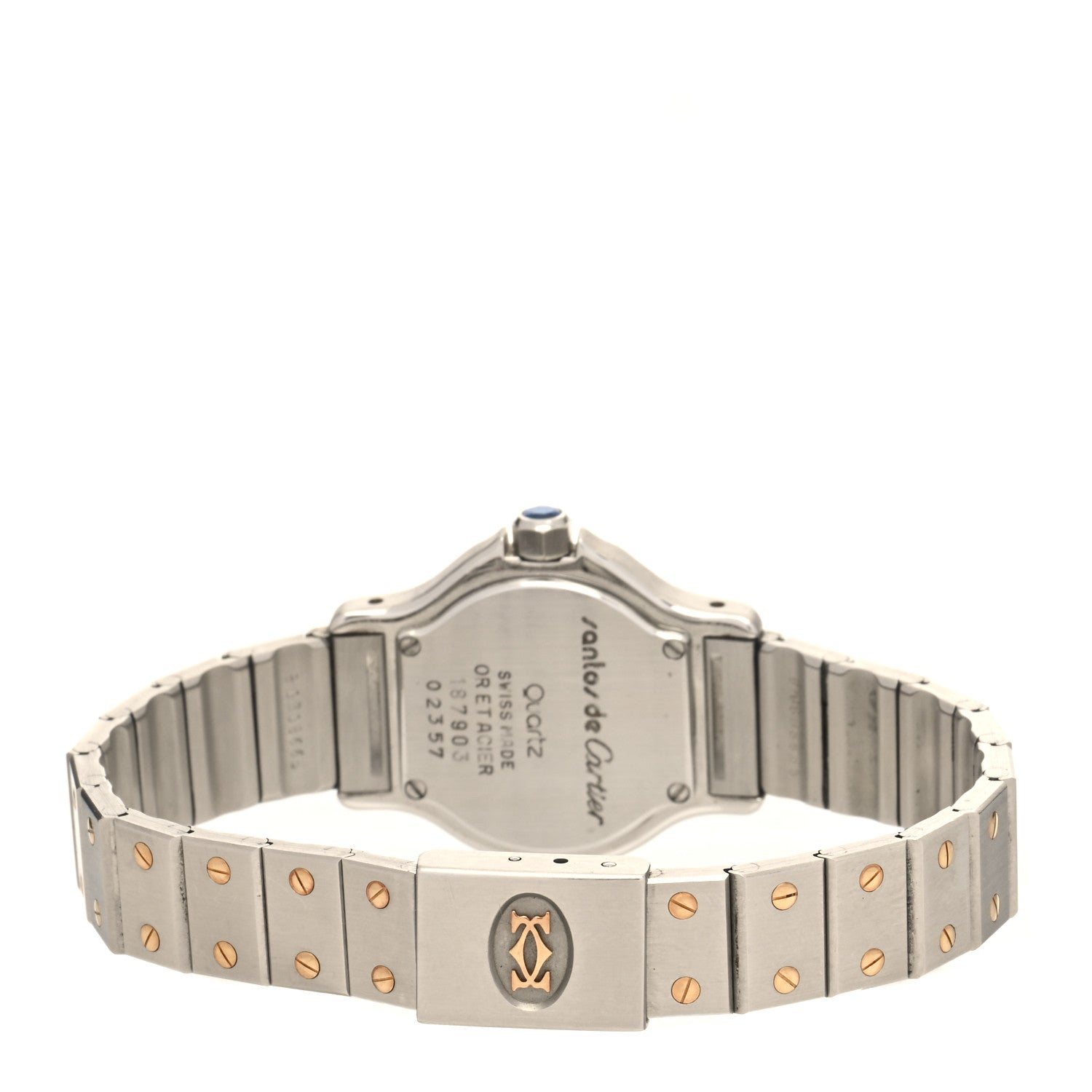 Cartier Stainless Steel 18K Yellow Gold 25mm Santos Octagon Quartz Watch 3 of 4