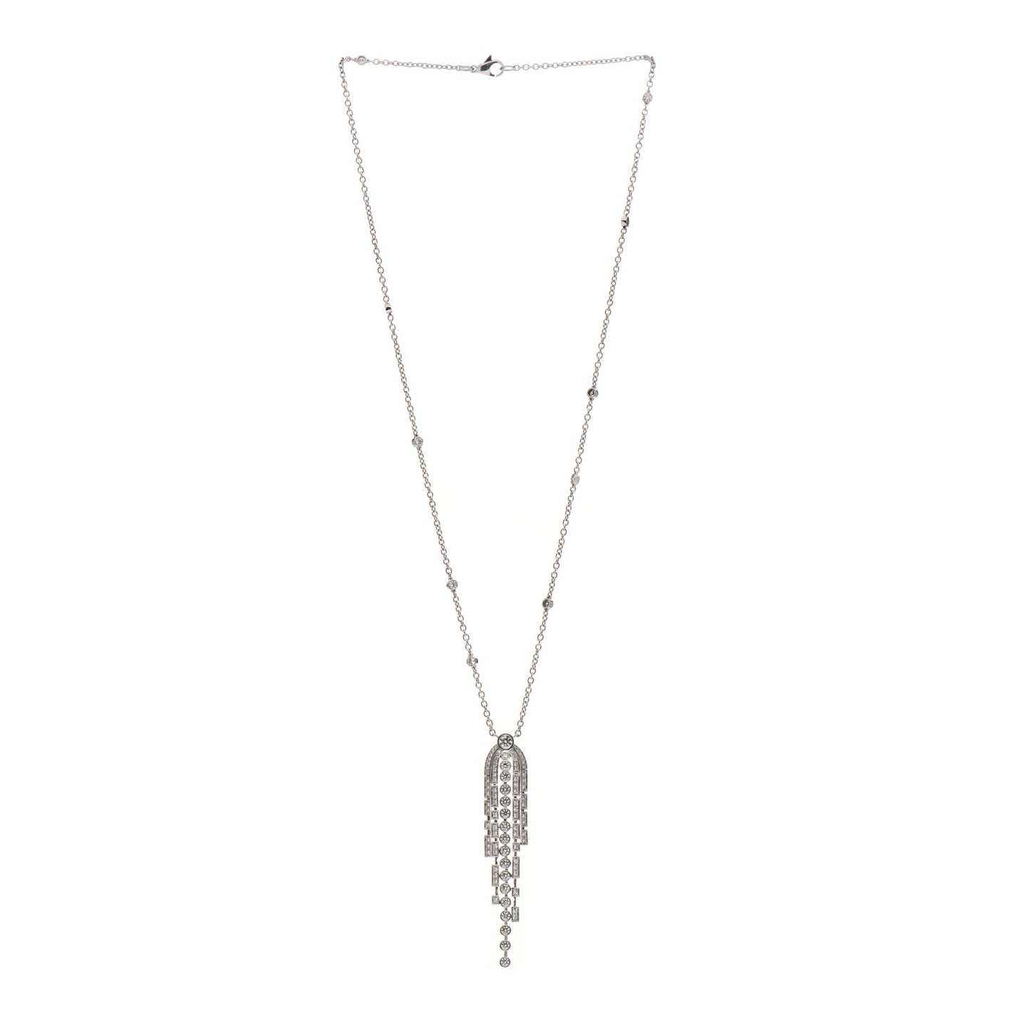 18K White Gold Diamond Fontaine Drop Necklace