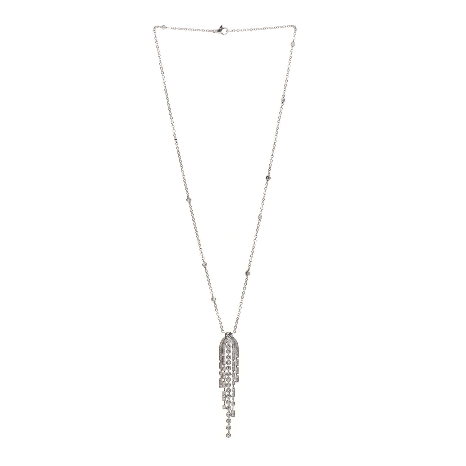 Chanel 18K White Gold Diamond Fontaine Drop Necklace 3 of 5