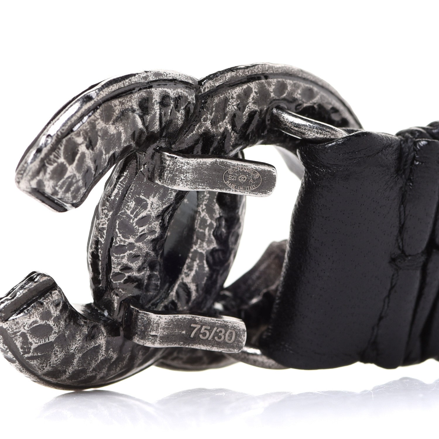 Chanel Lambskin Crystal CC Belt 75 30 Black 4 of 5