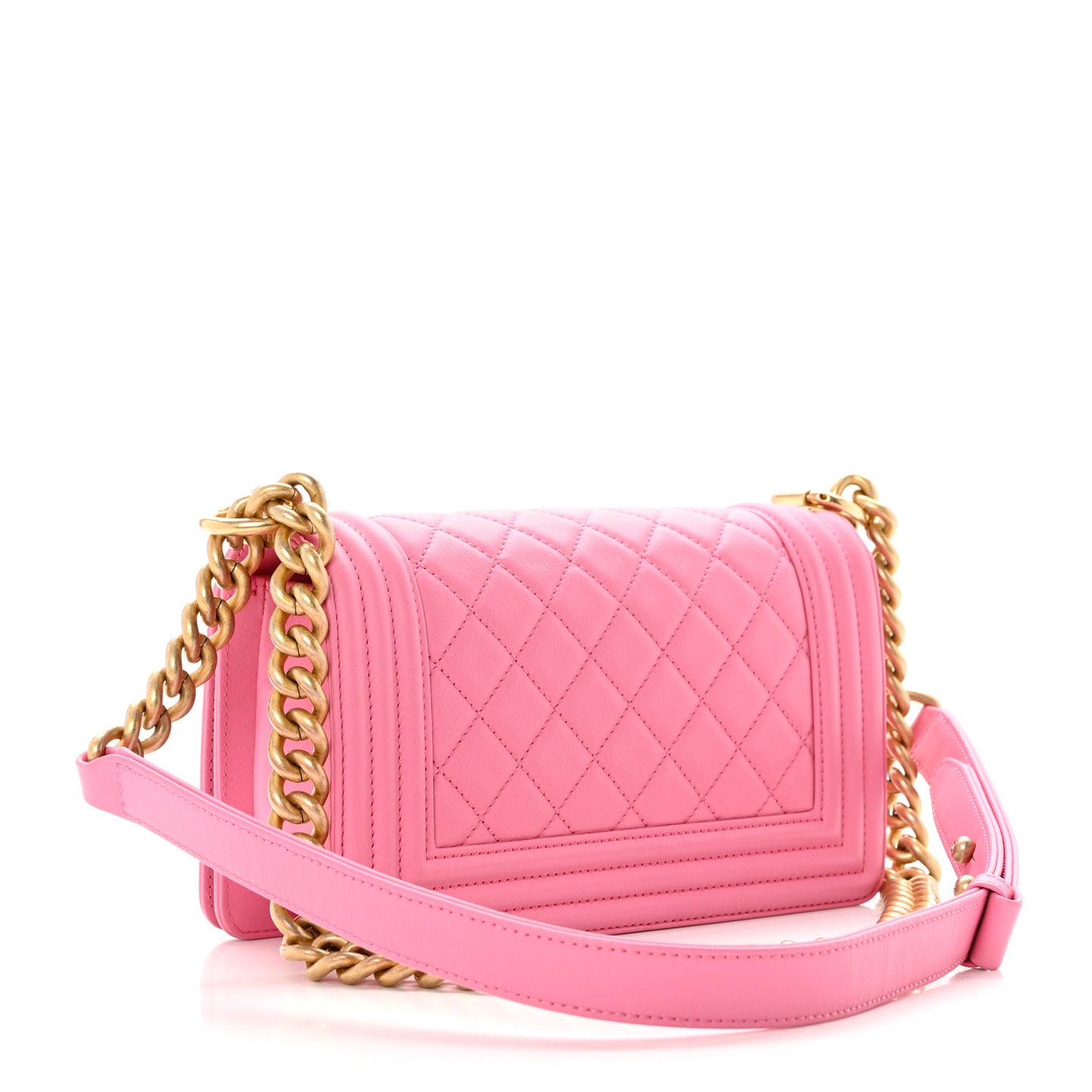 Calfskin Quilted Small Boy Flap Pink
