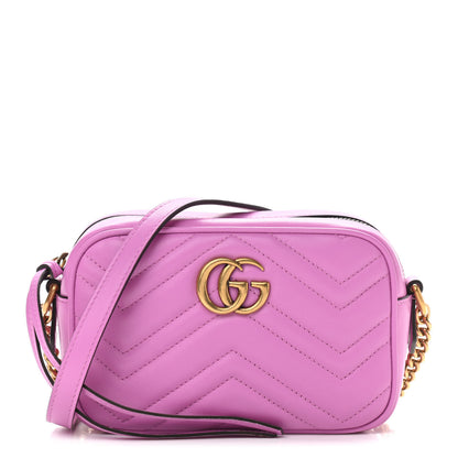 Gucci Calfskin Matelasse Mini GG Marmont Chain Shoulder Bag Candy Mousse 1 of 11
