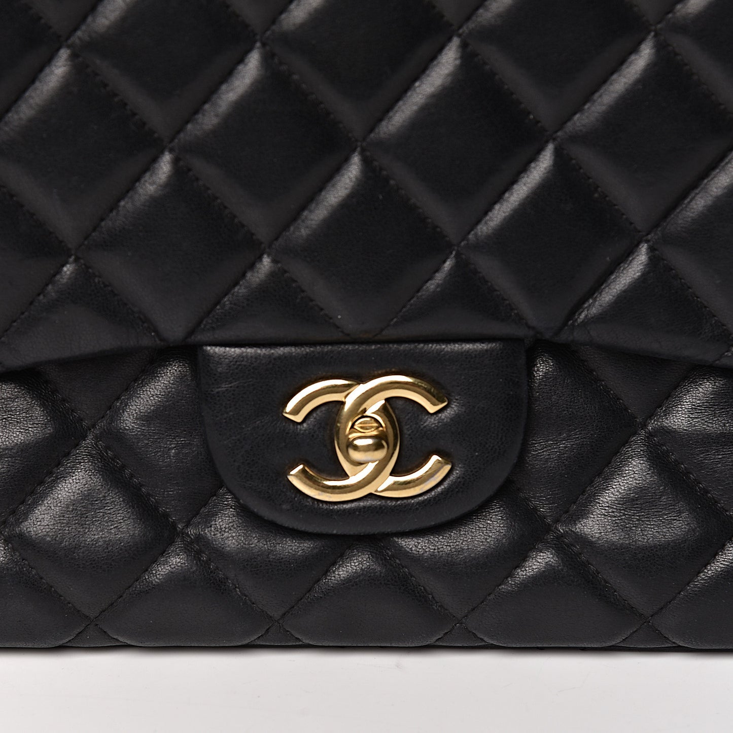 Lambskin Quilted Maxi Single Flap Black