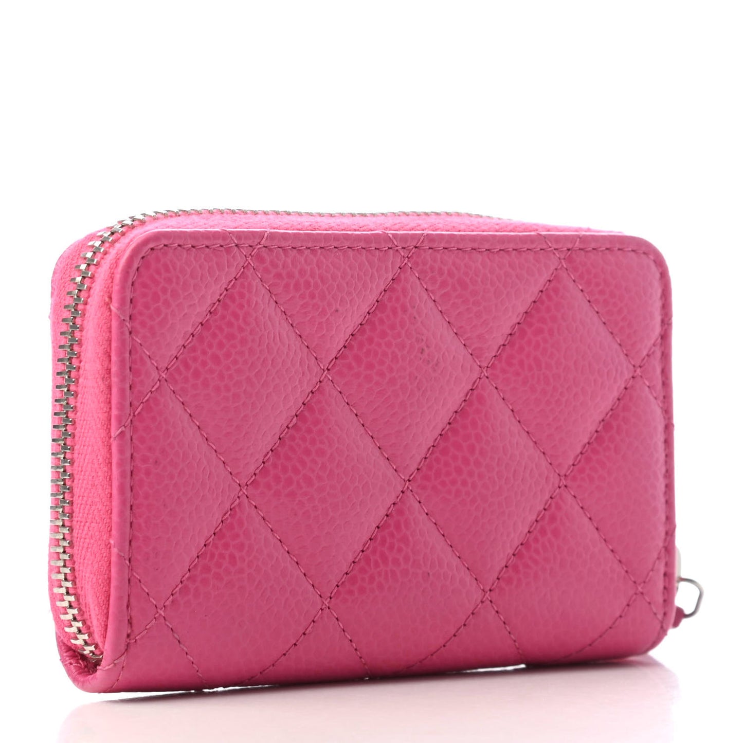 Caviar Quilted Zip Coin Purse Pink