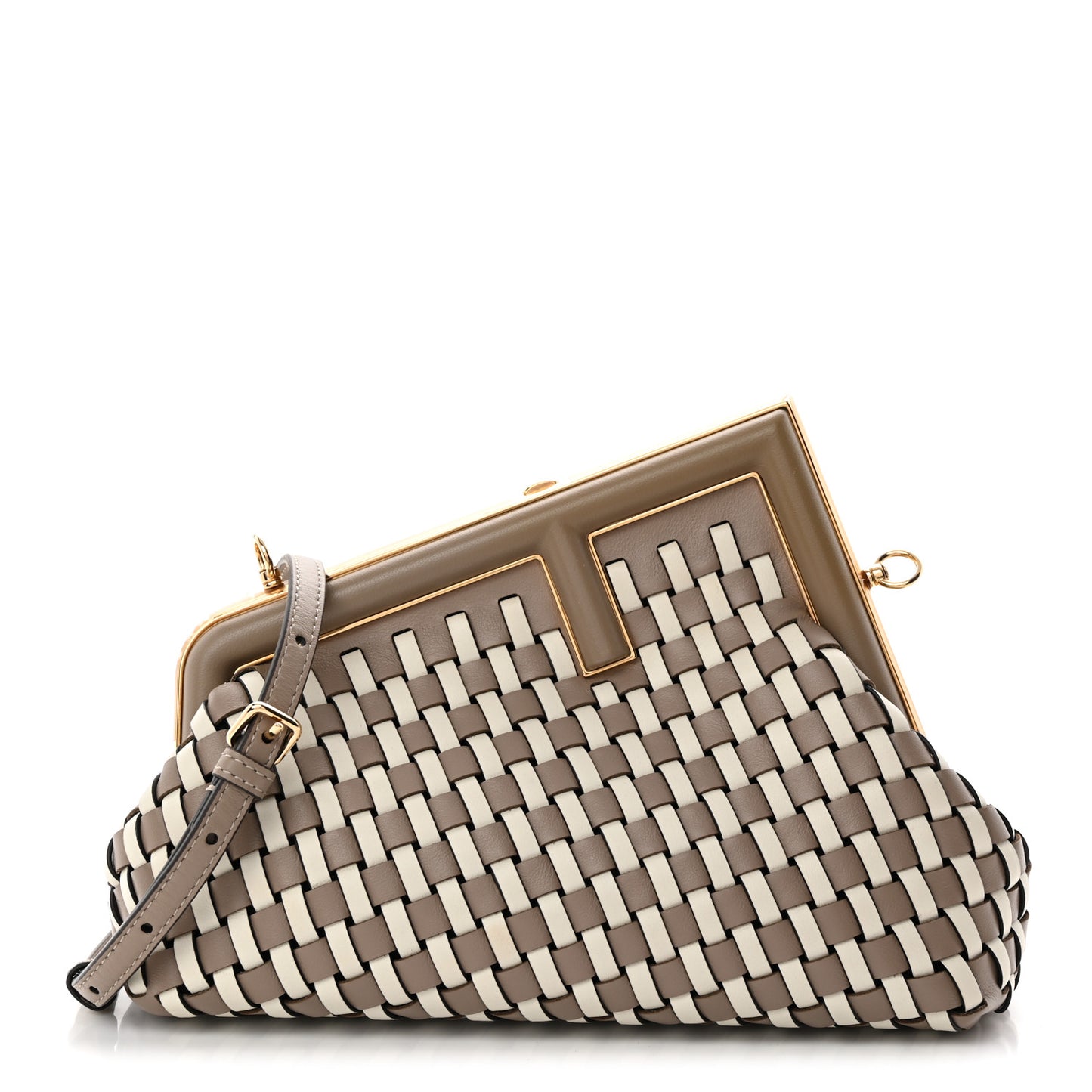 Vitello Grace Intreccio Nappa Small Fendi First Tortora White Rice