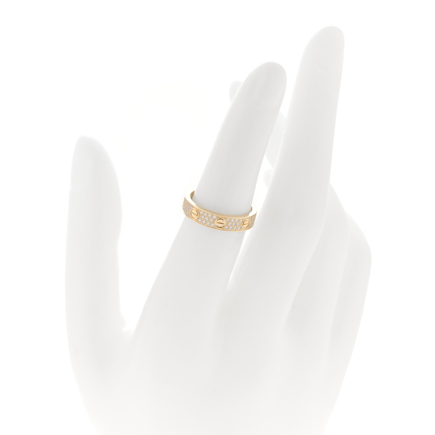 Cartier 18K Yellow Gold Diamond 4mm LOVE Wedding Paved Band Ring 50 5.25 2 of 4
