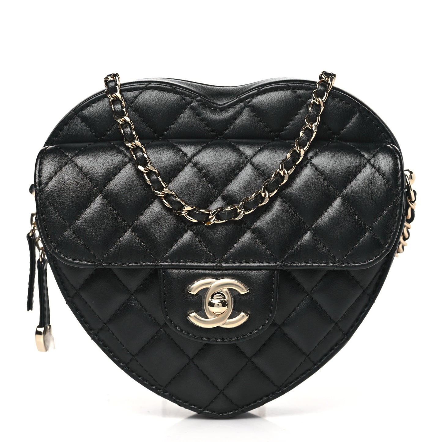 Lambskin Quilted CC In Love Heart Bag Black