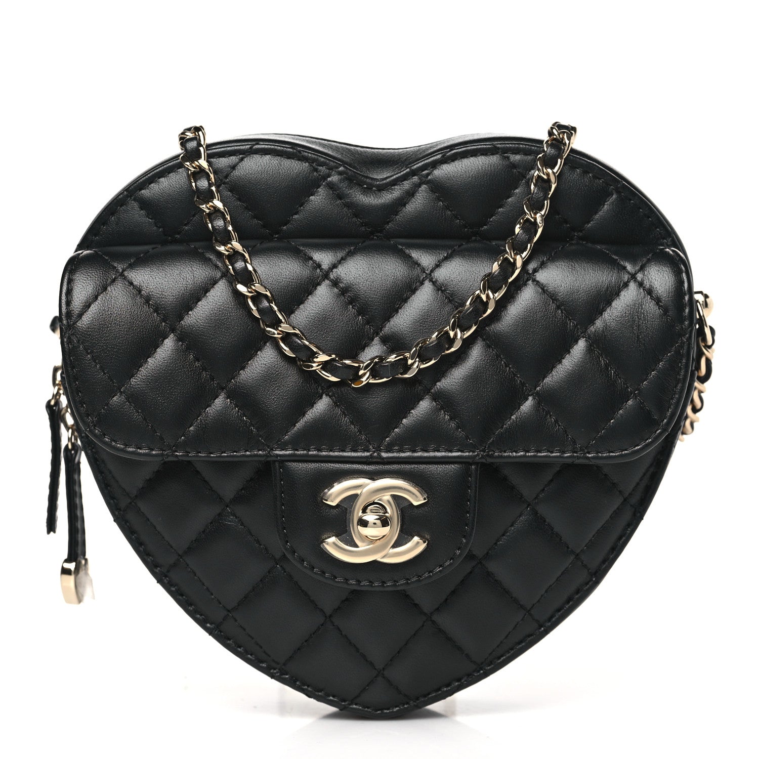 Chanel Lambskin Quilted CC In Love Heart Bag Black 1 of 9