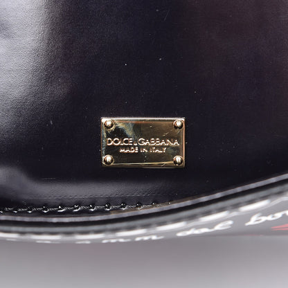 Dolce & Gabbana Glazed Calfskin Embroidered Medium Heart Flower Miss Sicily Satchel Black 6 of 11