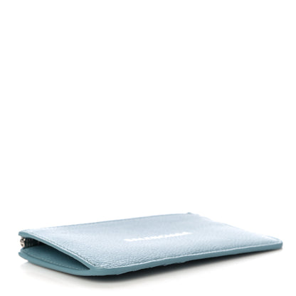 Balenciaga Grained Calfskin Logo Large Cash Long Coin Card Holder Blue Grey White 4 of 10