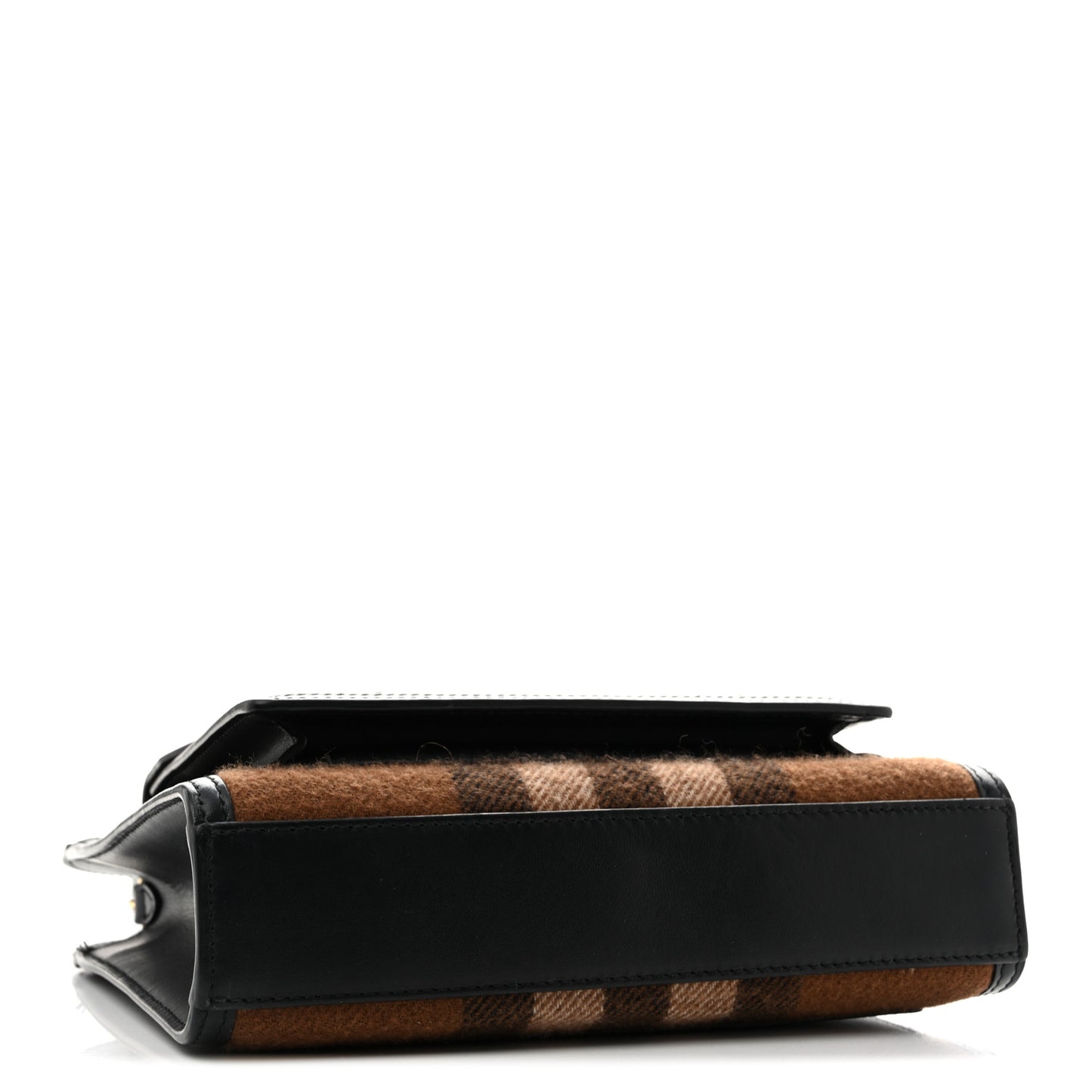 Smooth Calfskin Cashmere Check Mini Pocket Bag Brown
