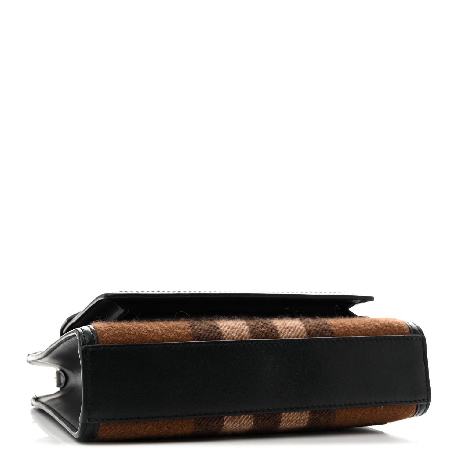 Burberry Smooth Calfskin Cashmere Check Mini Pocket Bag Brown 4 of 14