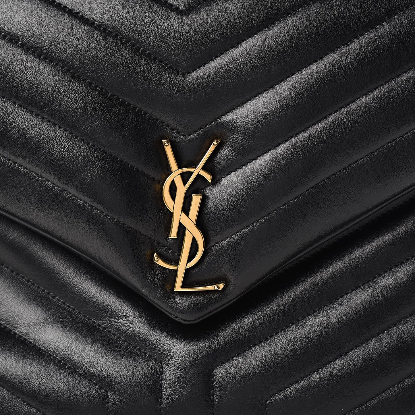 Calfskin Y Quilted Monogram Large Loulou Chain Satchel Black