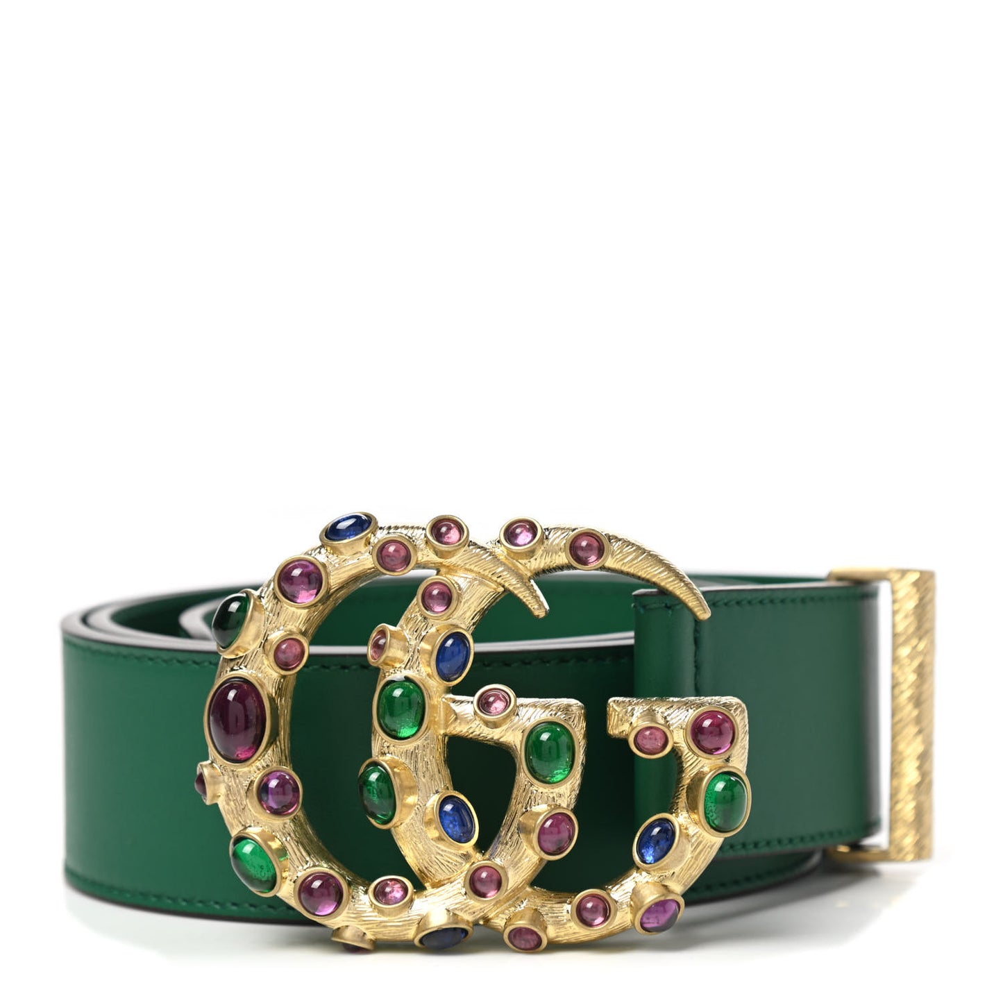 Calfskin Ceramic Glass Double G 40mm Belt 85 34 Emerald Multicolor