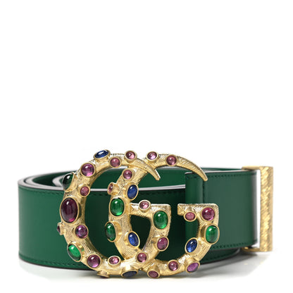 Gucci Calfskin Ceramic Glass Double G 40mm Belt 85 34 Emerald Multicolor 1 of 5