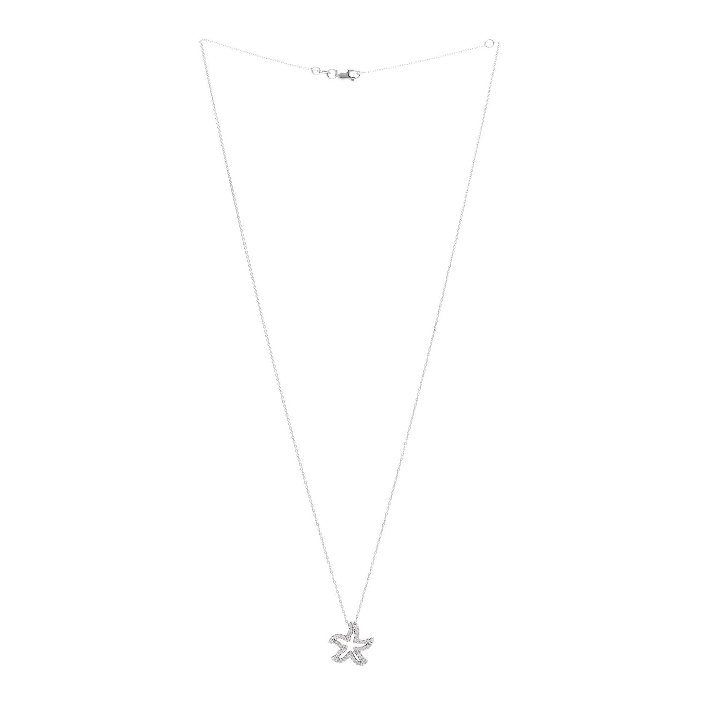 18K White Gold Diamond Tiny Treasures Starfish Pendant Necklace