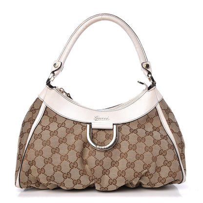 Gucci Monogram Medium D Gold Ring Hobo White 1 of 11