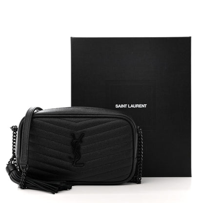 Saint Laurent Grain De Poudre Matelasse Monochrome Monogram Mini Lou Camera Bag Black 11 of 11
