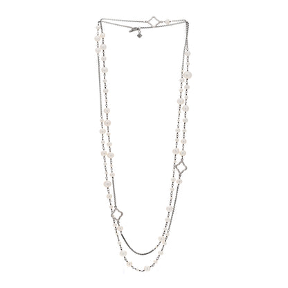 David Yurman Sterling Silver Pearl 9mm Quatrefoil Long Chain Necklace 3 of 6
