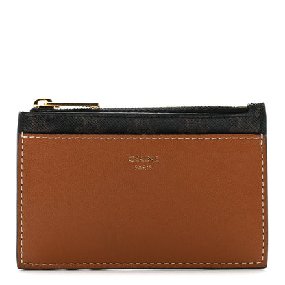 Celine Triomphe Canvas Zipped Card Holder Tan 1 of 7