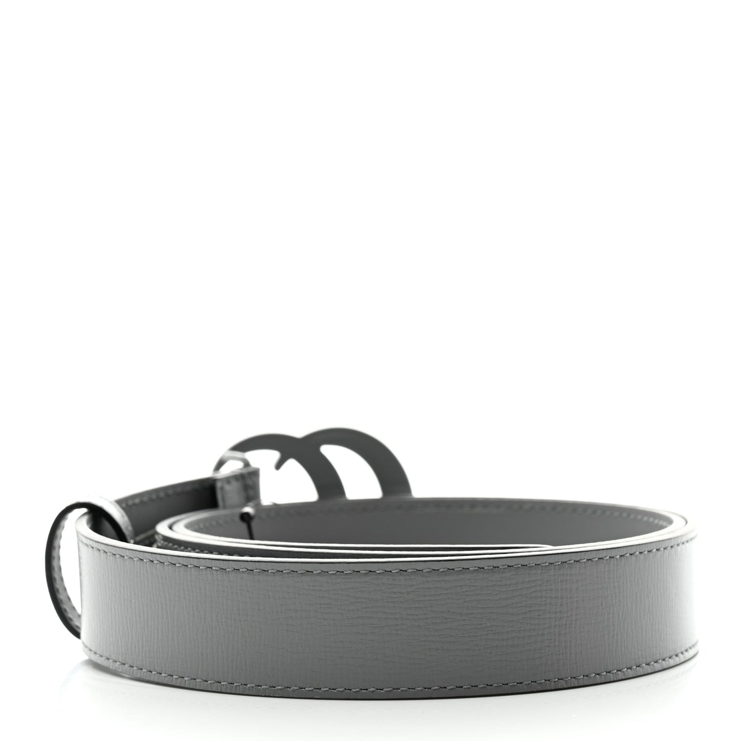 Azalea Calfskin Enamel Monochrome Double G 30mm Belt 85 34 Deep Grey