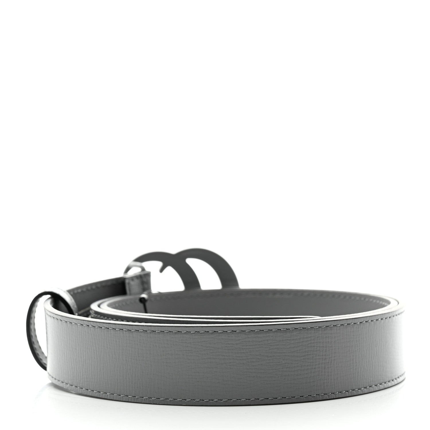 Gucci Azalea Calfskin Enamel Monochrome Double G 30mm Belt 85 34 Deep Grey 2 of 5