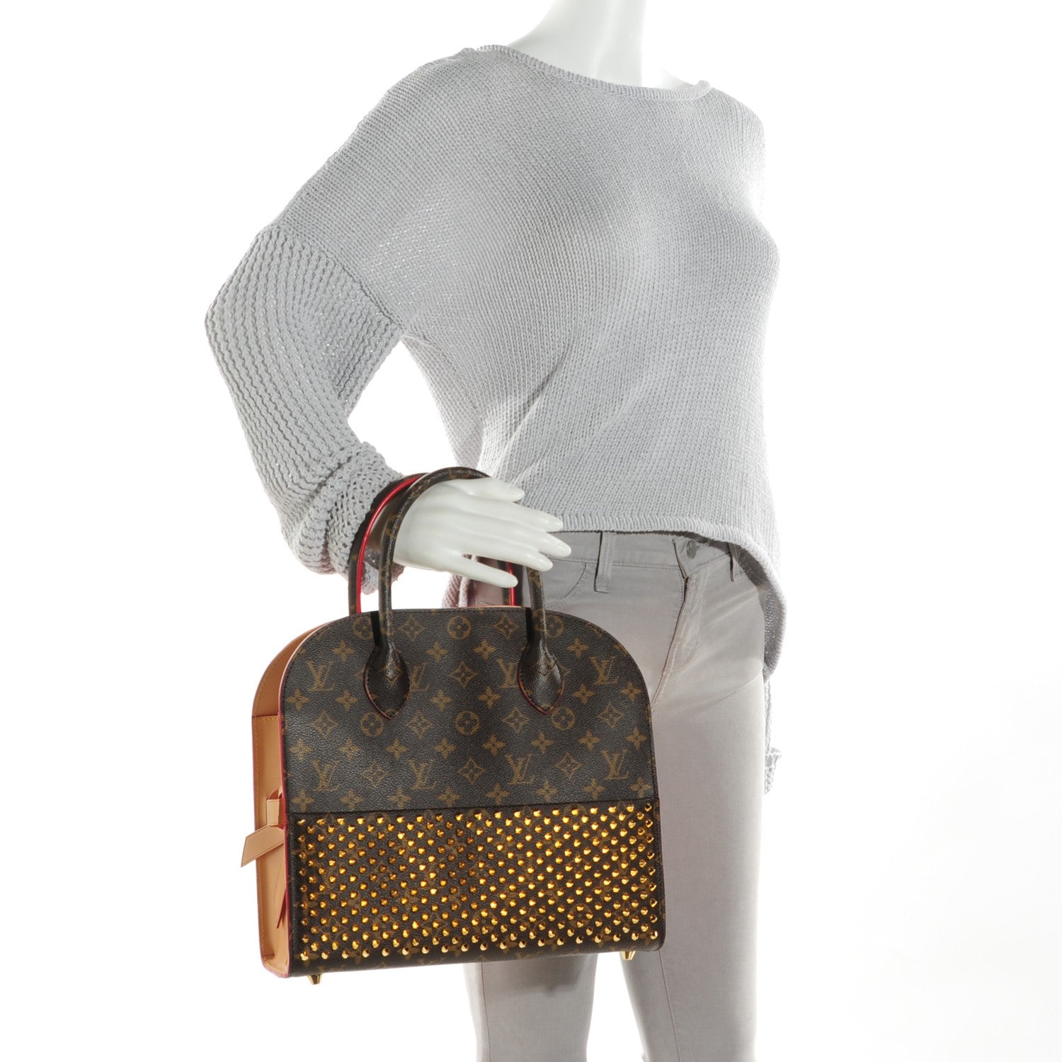 Louis Vuitton Monogram Calf Hair Spikes Iconoclasts Christian Louboutin Tote Red 2 of 7