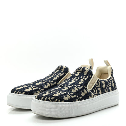 Christian Dior Canvas Oblique Embroidered Womens Solar Slip On Sneakers 39.5 Deep Blue 3 of 10