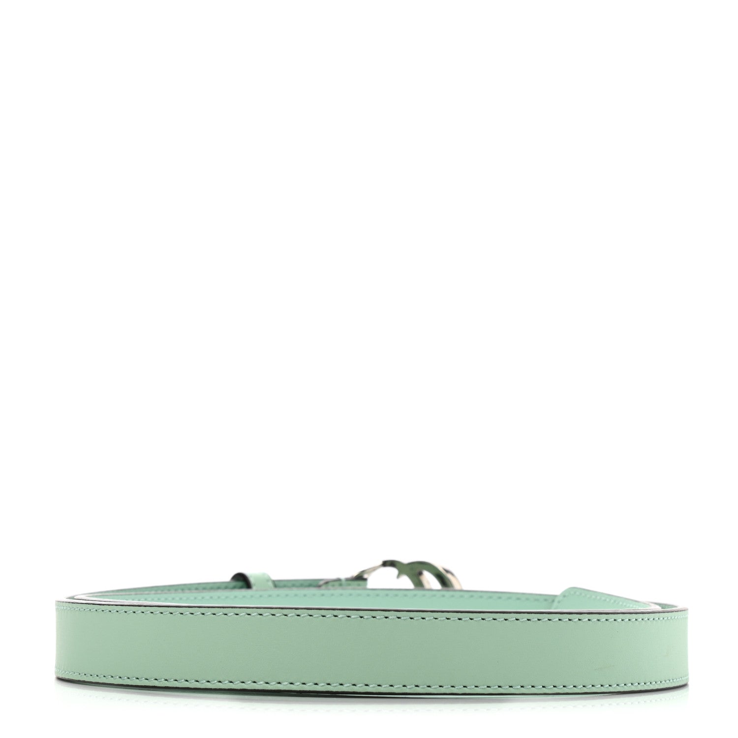 Gucci Moon Calfskin Palladium Double G 20mm Belt 80 32 Water Green 2 of 5