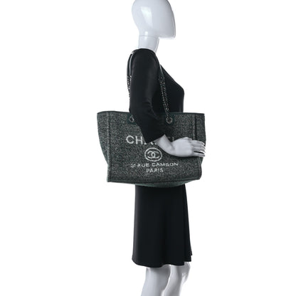Chanel Mixed Fibers Calfskin Small Deauville Tote Green 2 of 10