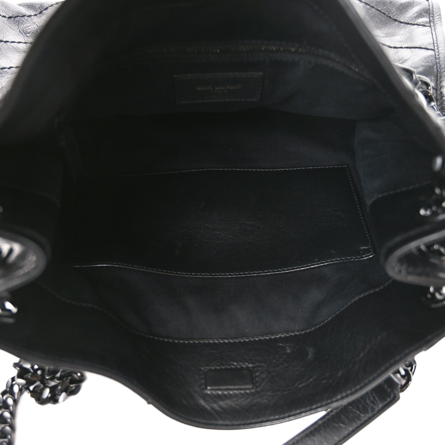 Saint Laurent Crinkled Calfskin Matelasse Monogram Medium Niki Shopper Tote Black 5 of 10