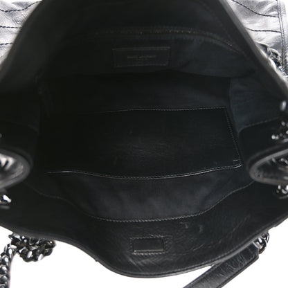 Saint Laurent Crinkled Calfskin Matelasse Monogram Medium Niki Shopper Tote Black 5 of 10