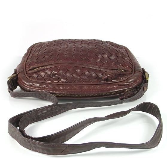 Vintage Woven Leather Shoulder Bag Ebano