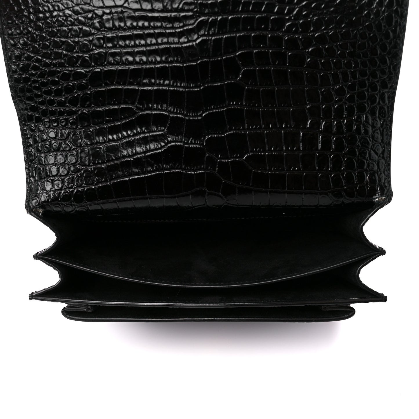 Calfskin Crocodile Embossed Medium Monogram Sunset Black