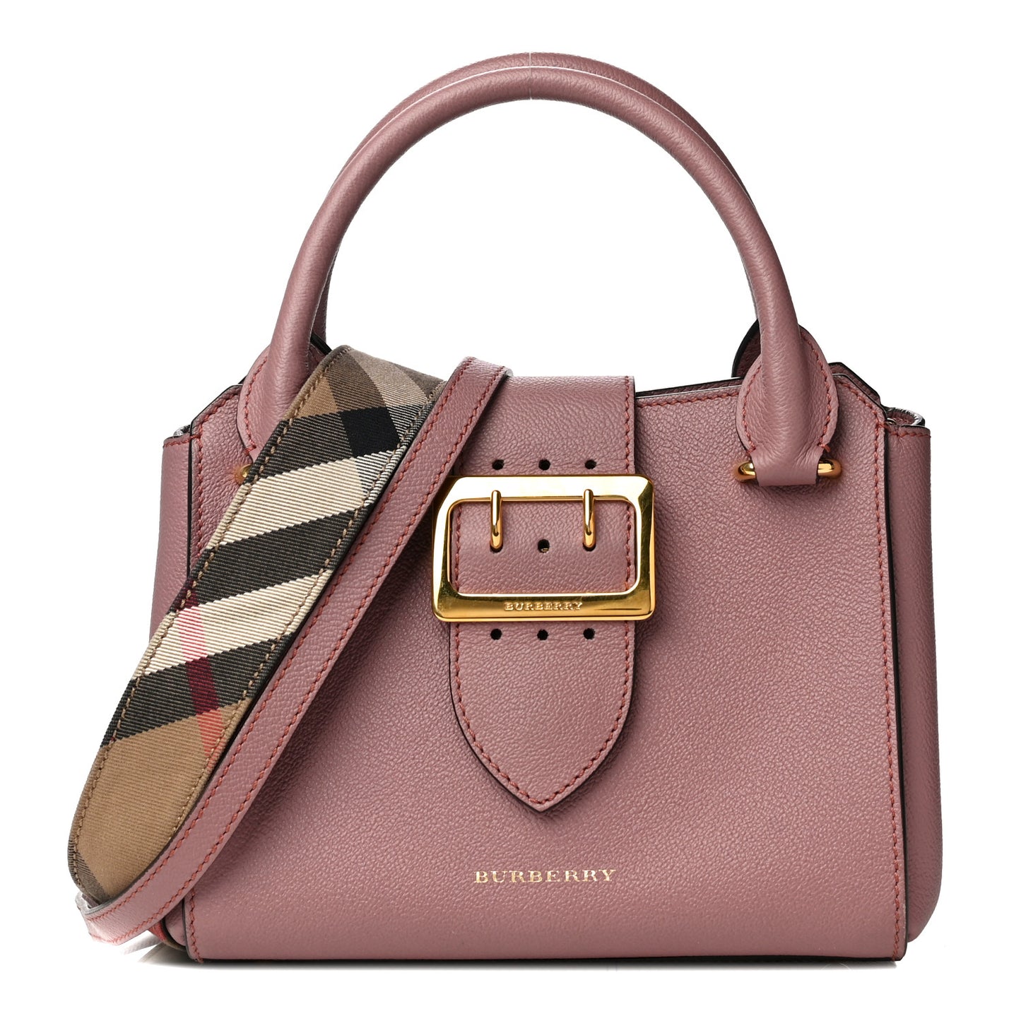 Soft Grain Calfskin Small Buckle Tote Dusty Pink