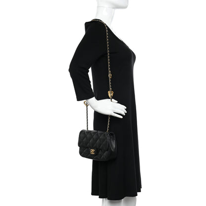 Chanel Lambskin Quilted Mini Heart Charms Flap Black 2 of 10