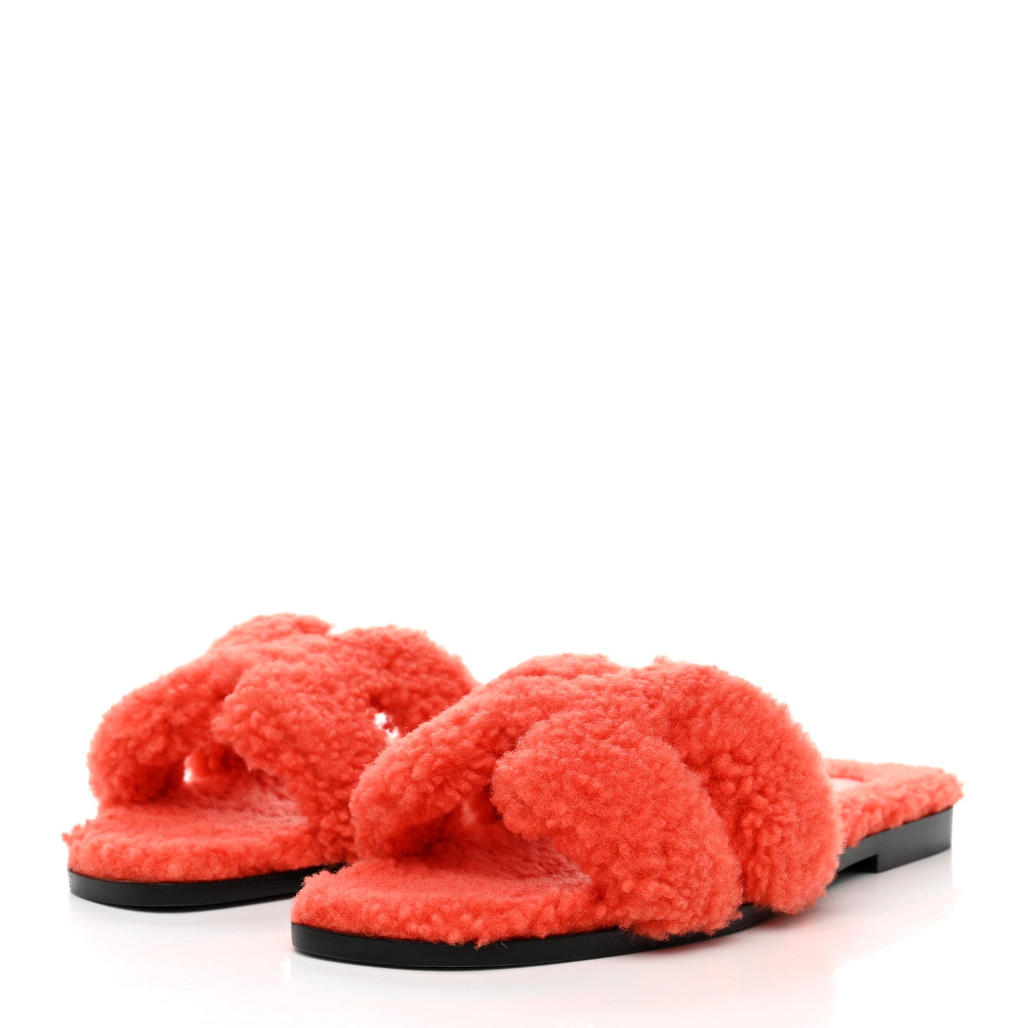 Hermes Woolskin Oran Sandals 37.5 Orange 3 of 8
