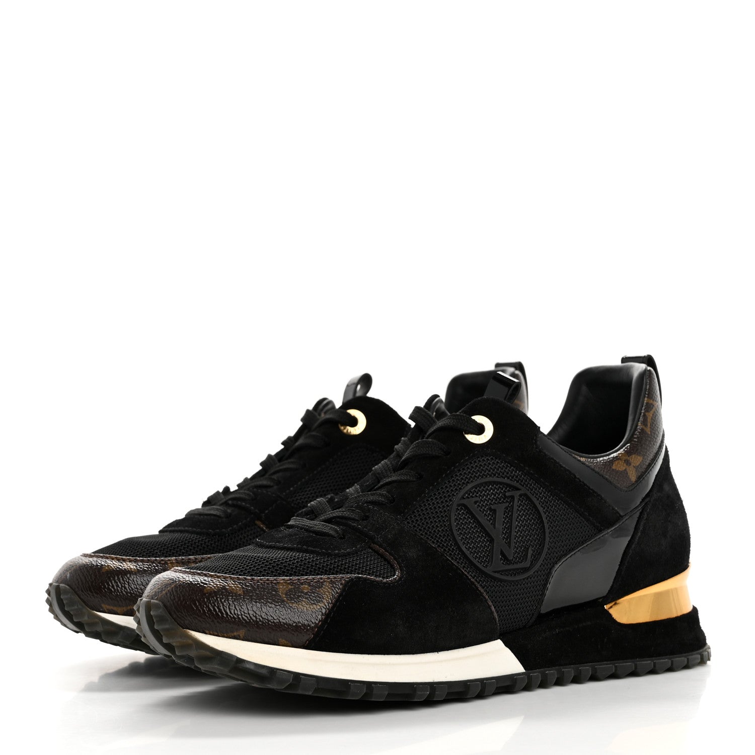 Louis Vuitton Suede Monogram Run Away Sneakers 37.5 Black 4 of 12
