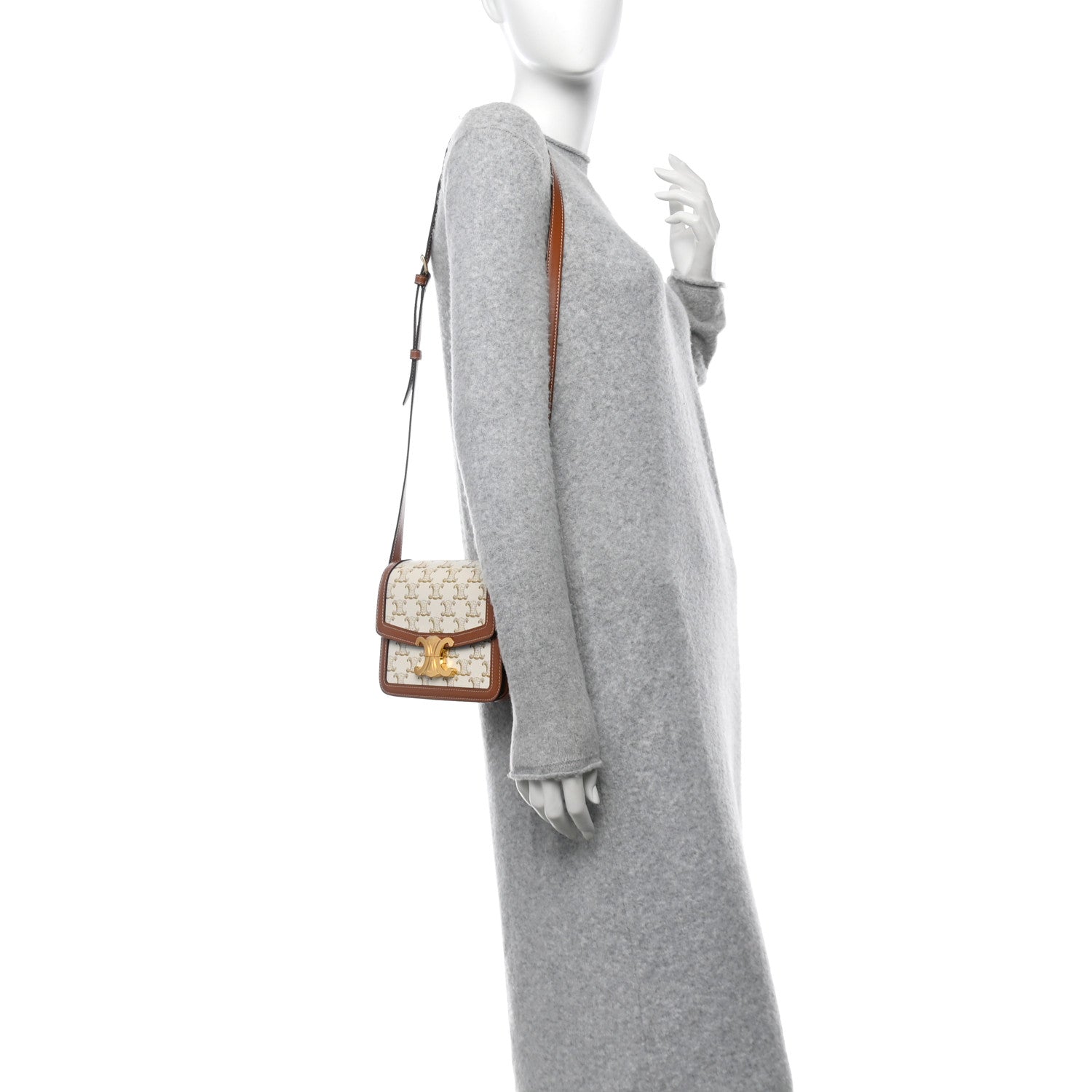 Celine Calfskin Triomphe Canvas Teen Triomphe White 2 of 10
