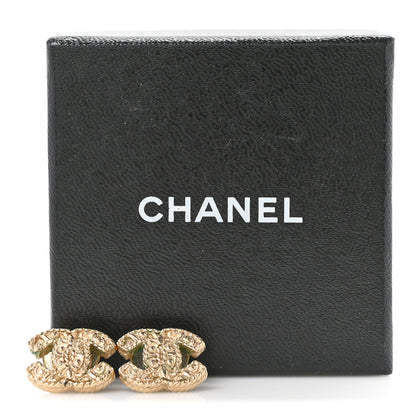 Chanel Metal Textured CC Earrings Gold 5 of 5
