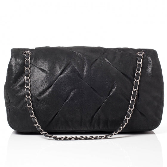 Iridescent Calfskin Glint Flap Black