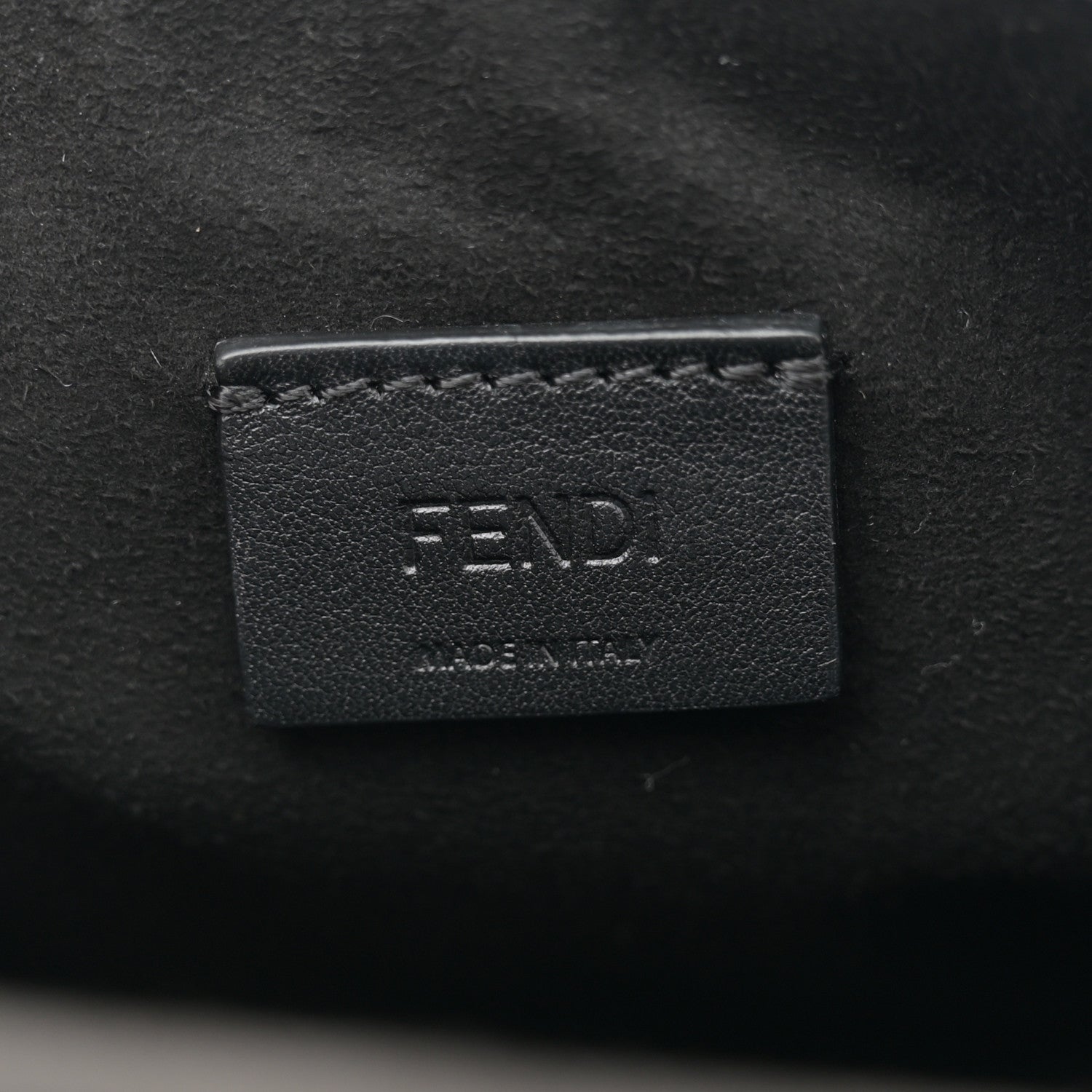 Fendi Shearling Vitello Vernice Mou Pequin Striped Mini Baguette Tobacco Black 6 of 10