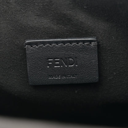 Fendi Shearling Vitello Vernice Mou Pequin Striped Mini Baguette Tobacco Black 6 of 10