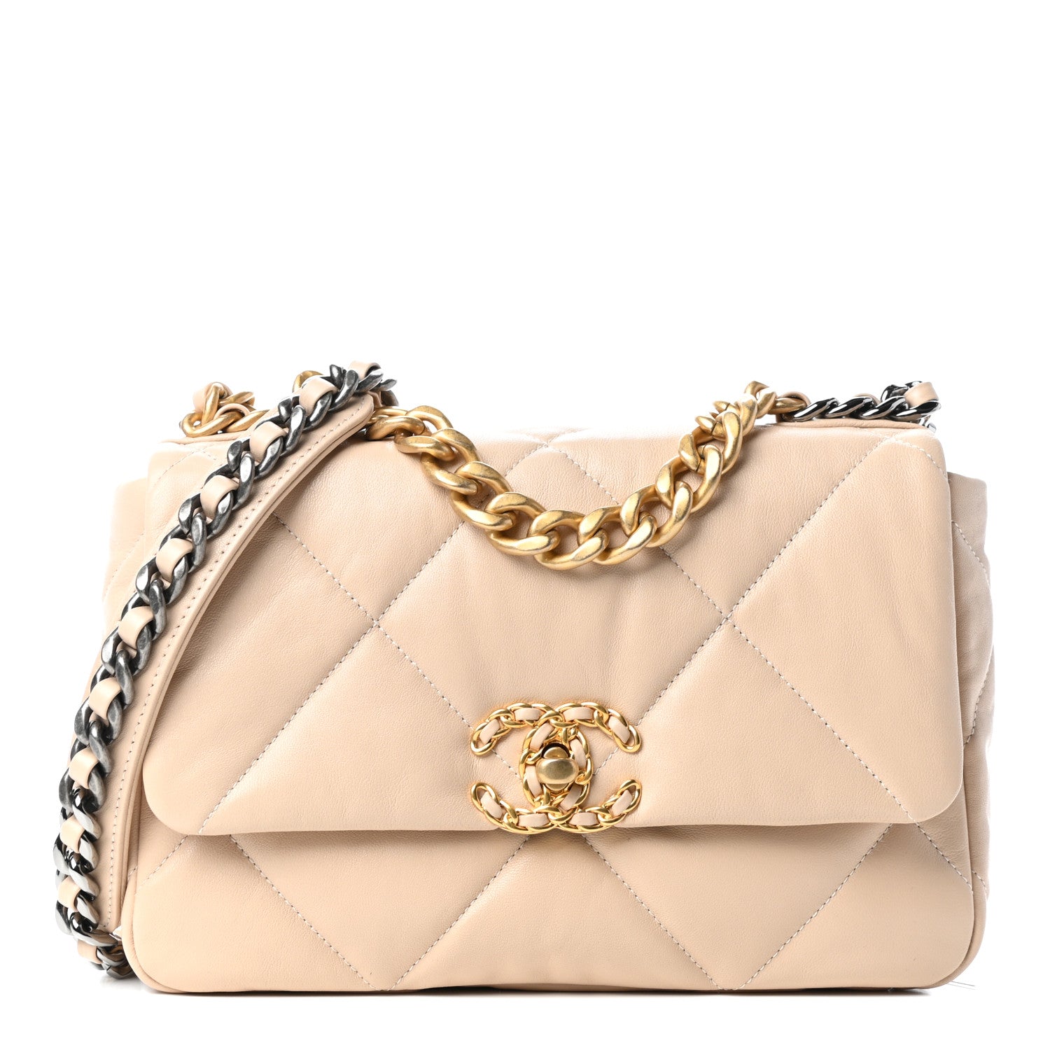 Chanel Lambskin Quilted Medium Chanel 19 Flap Beige 1 of 10