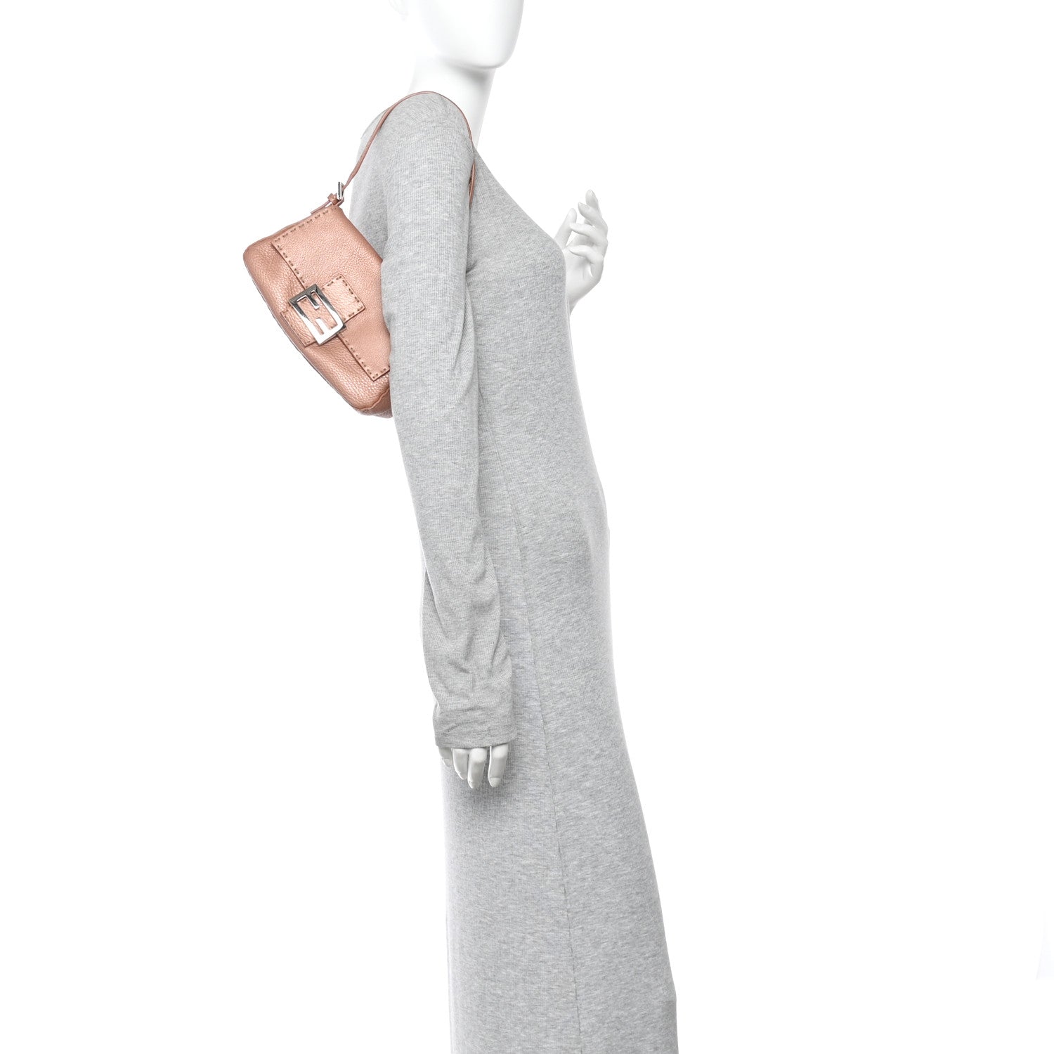 Fendi Calfskin Romano Selleria Mini Mama Baguette Bois De Rose 2 of 12