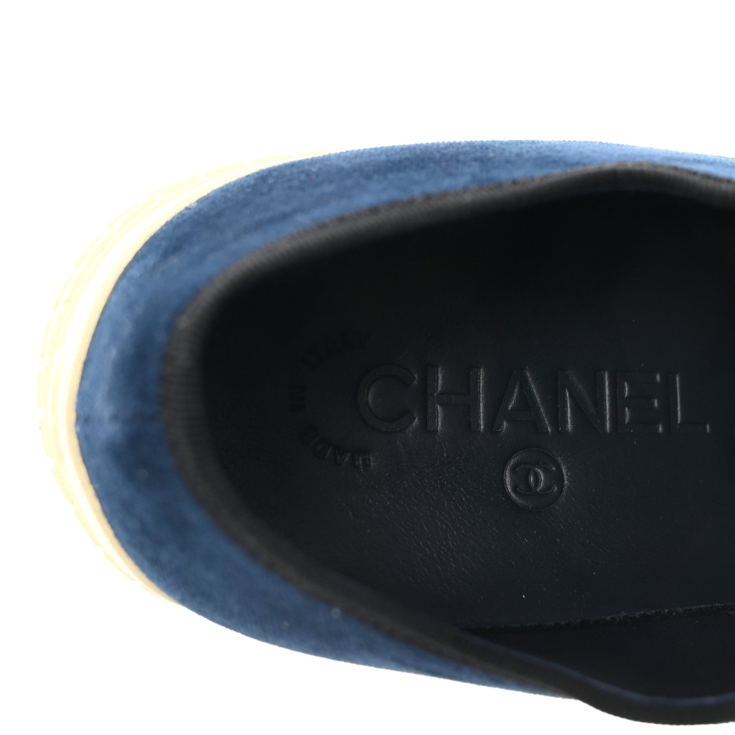 Chanel Crepe Suede Lace Up Sneakers 35.5 Navy 8 of 10