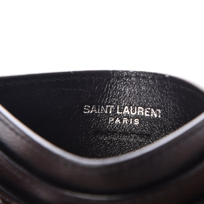 Saint Laurent Grain De Poudre Matelasse Chevron Monogram Credit Card Case Black 6 of 8